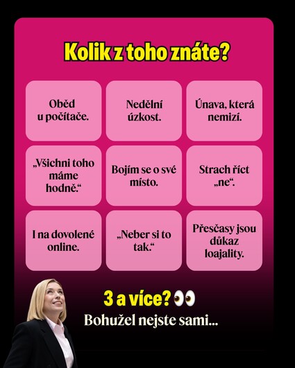 Oběd u počítače. Nedělní úzkost. E-maily i na dovolené.…