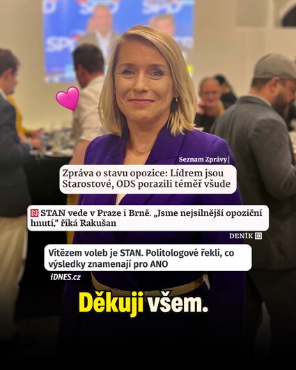 Vážení přátelé, z celého srdce děkuji všem voličům Starostů…